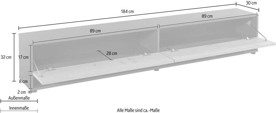 VOGL Möbelfabrik Tv-meubel 1237 Breedte 184 cm hangend en staand front van gefineerd eiken - Foto 3