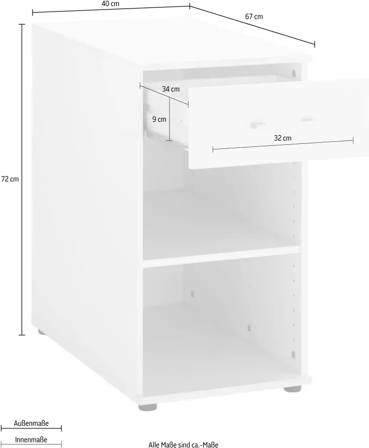 VOGL Möbelfabrik Kastje op wieltjes Modila Aanschuifcontainer open 1 lade (1 stuk) - Foto 4