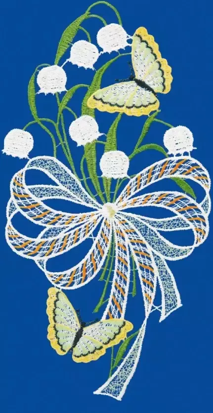 W. Reuter & Sohn Plauener Spitze Raamdecoratie "lelietje-van-dalen" in kleur