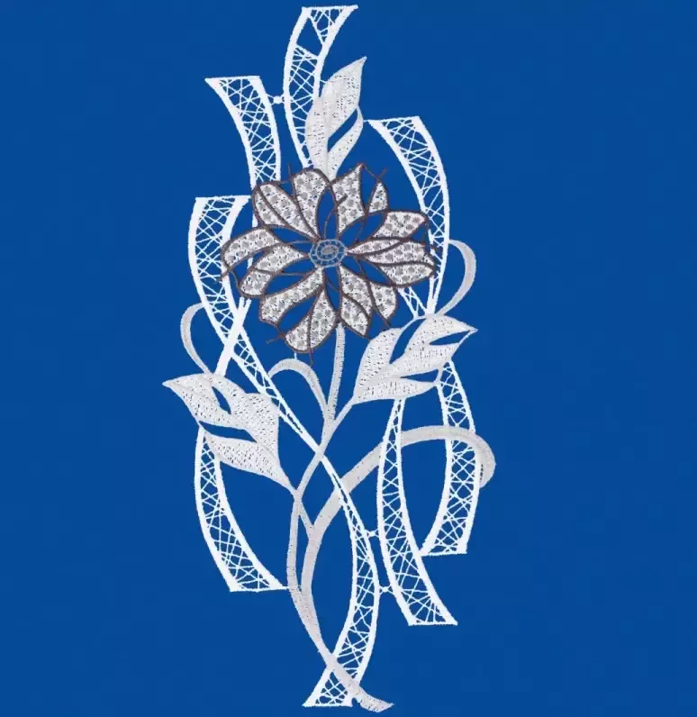 W. Reuter & Sohn Plauener Spitze Raamdecoratie "moderne bloem" in kleur