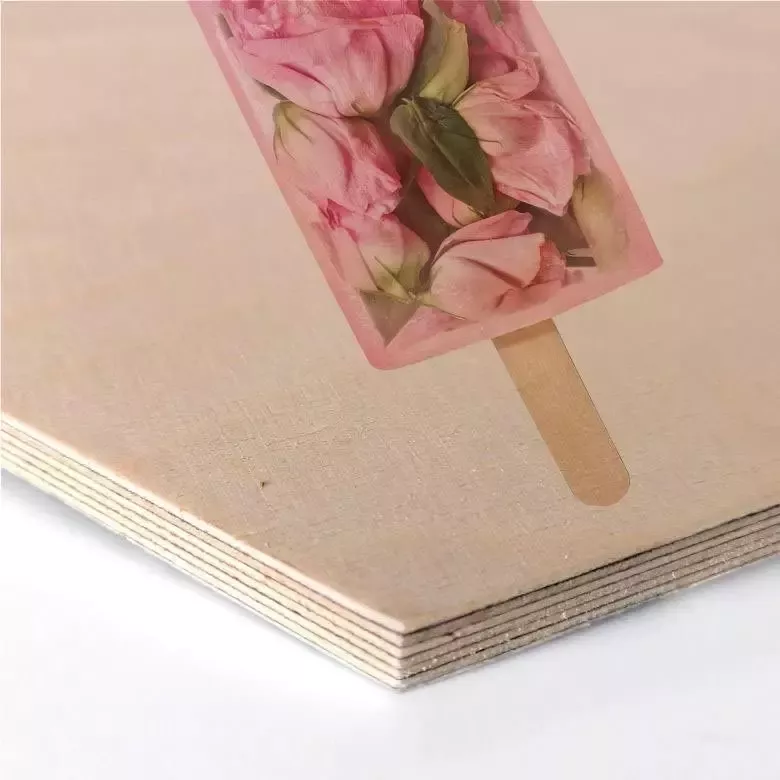 Wall-Art Artprint op hout Bloemen artprint op hout ijs op een stokje (1 stuk) - Foto 1