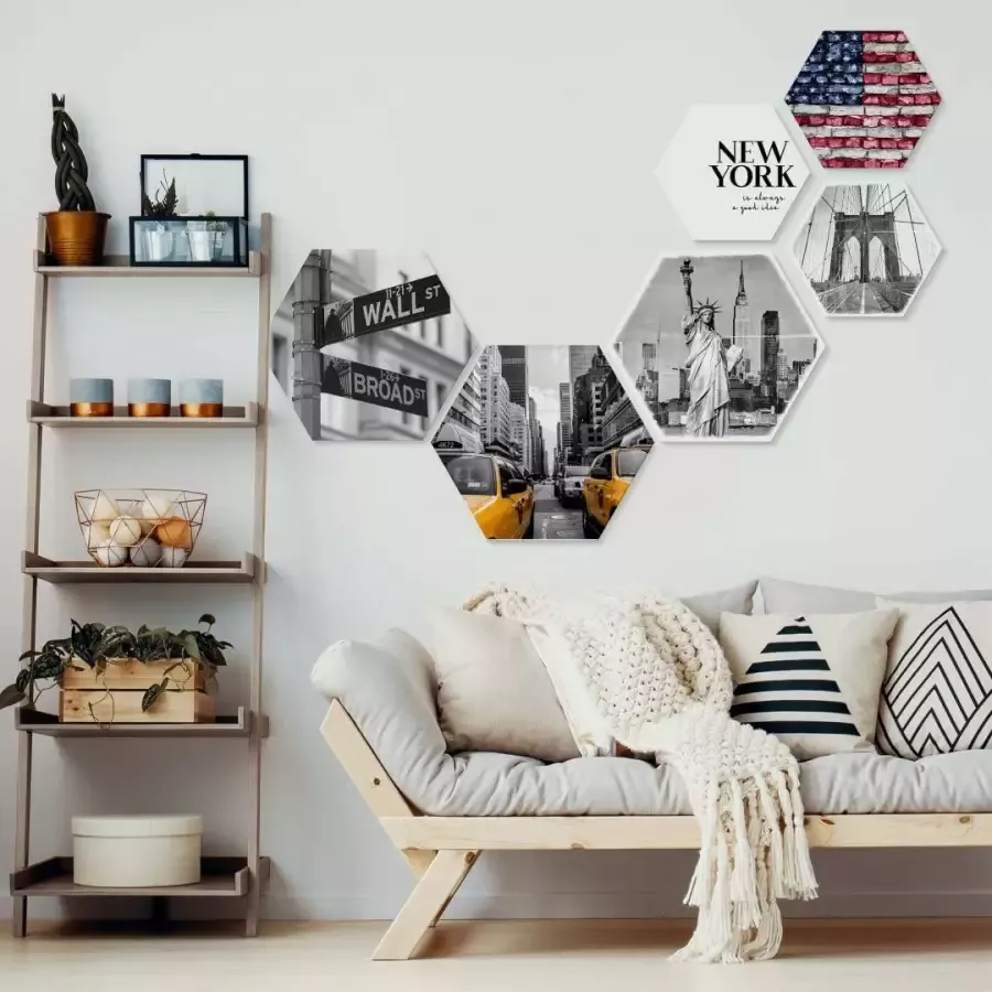 Wall-Art Meerdelige artprint Typisch New York collage (set 6-delig)