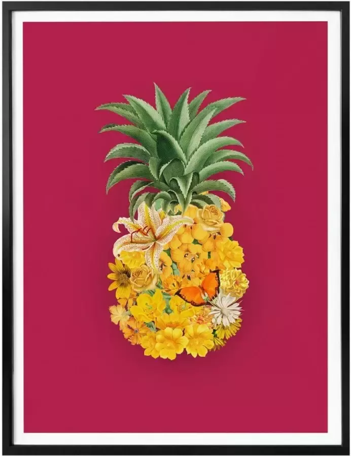 Wall-Art Poster Ananas bloem pink (1 stuk)