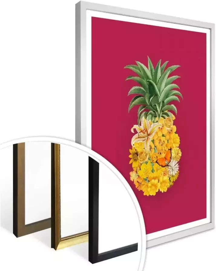 Wall-Art Poster Ananas bloem pink (1 stuk)