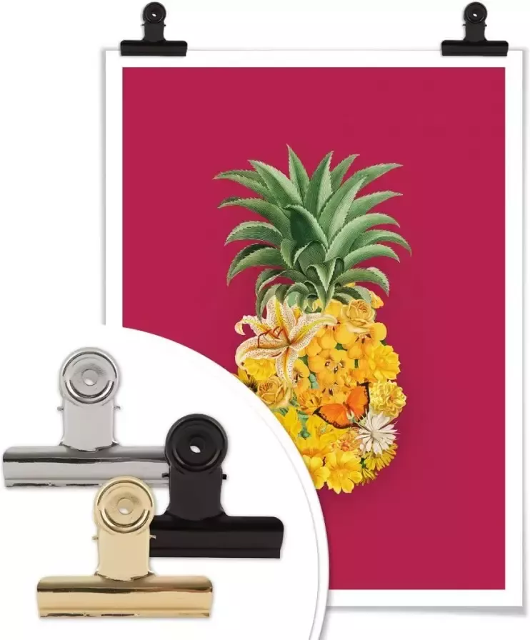Wall-Art Poster Ananas bloem pink (1 stuk)