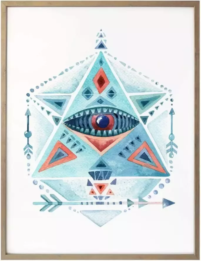 Wall-Art Poster Boho deco blauwe prisma driehoek (1 stuk) - Foto 3