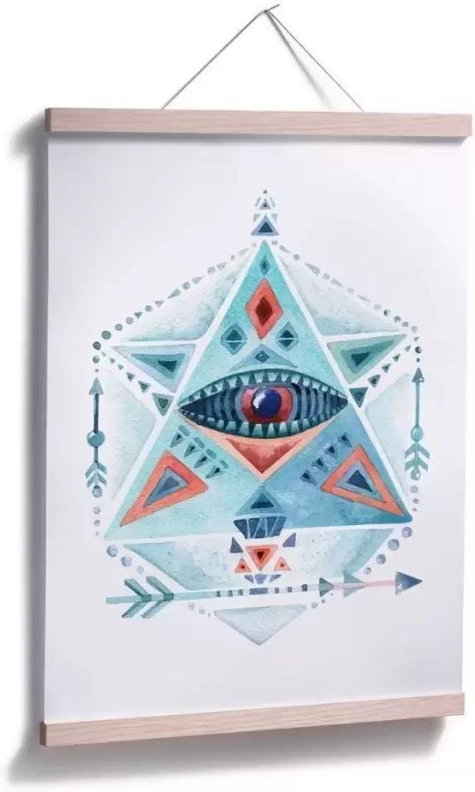 Wall-Art Poster Boho deco blauwe prisma driehoek (1 stuk) - Foto 4