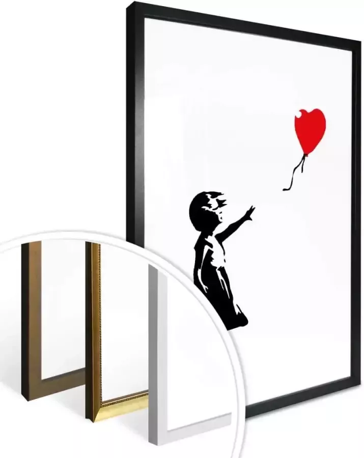 Wall-Art Poster Graffiti afbeelding Girl with the red balloon (1 stuk) - Foto 2