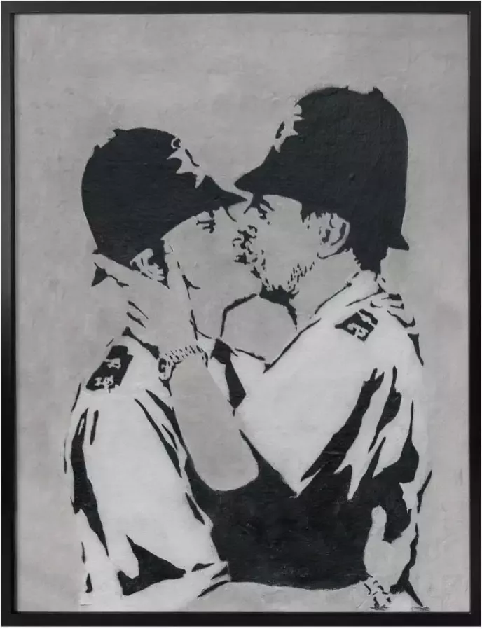 Wall-Art Poster Graffiti afbeelding Kissing Policemen (1 stuk) - Foto 1