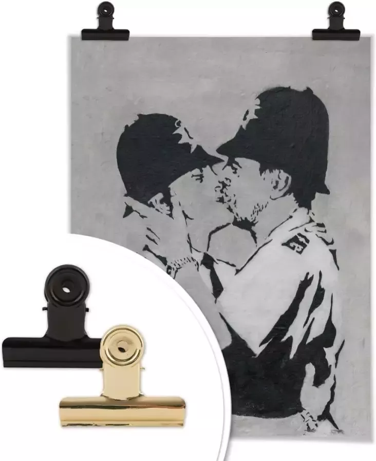 Wall-Art Poster Graffiti afbeelding Kissing Policemen (1 stuk) - Foto 4