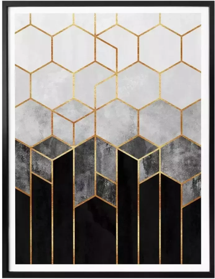 Wall-Art Poster Hexagon zwart grijs (1 stuk) - Foto 4
