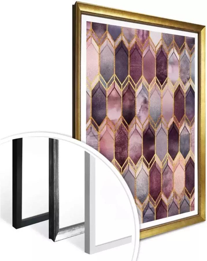 Wall-Art Poster Honingraat roze goud (1 stuk) - Foto 3