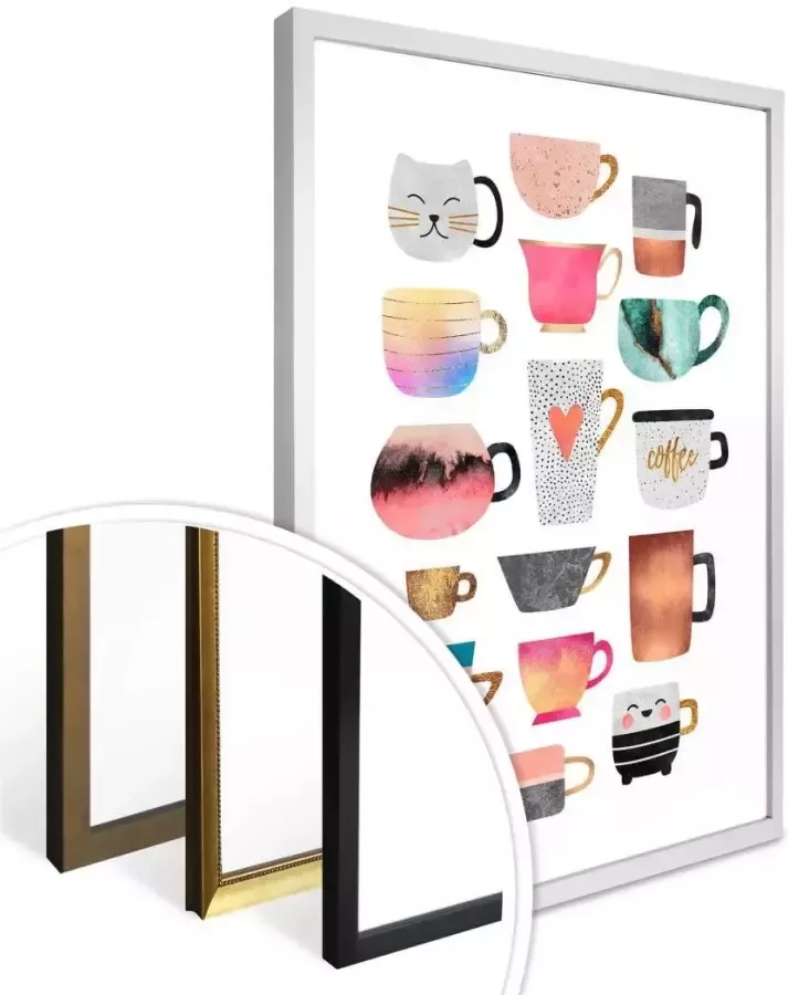 Wall-Art Poster Koffiekopjes multicolour (1 stuk) - Foto 3