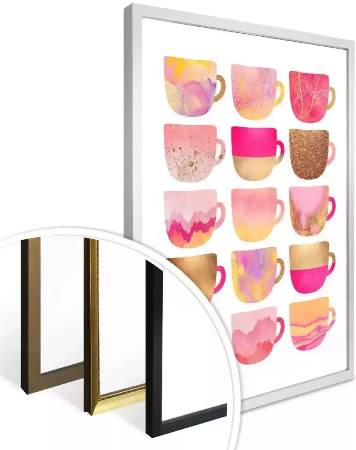 Wall-Art Poster Koffiekopjes pink Poster zonder lijst (1 stuk) - Foto 3