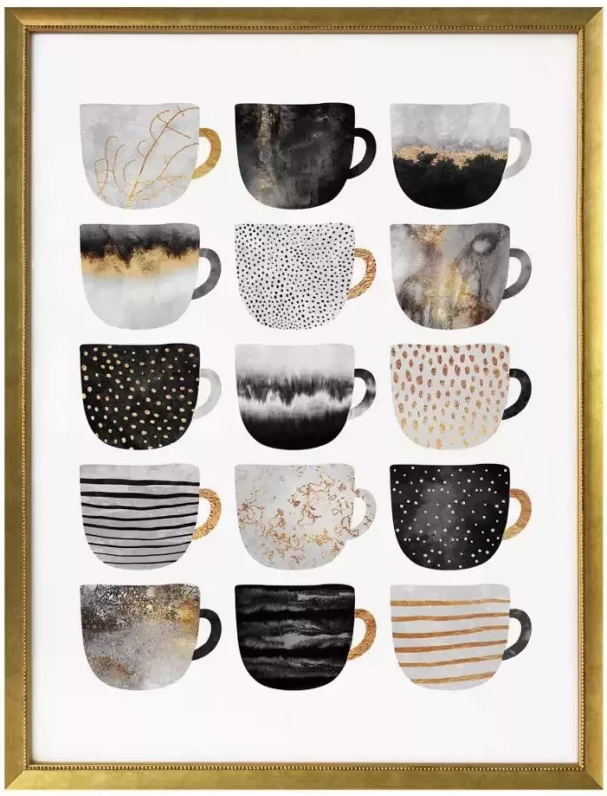 Wall-Art Poster Koffiekopjes zwart goudkleur (1 stuk) - Foto 5