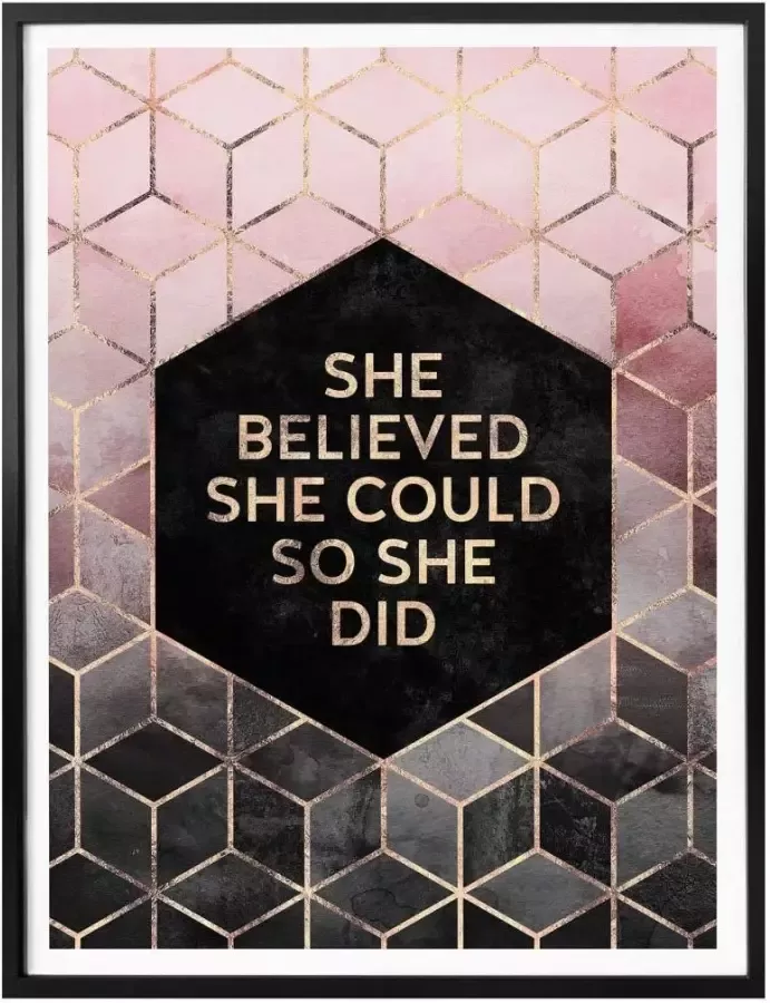 Wall-Art Poster Roze Goud citaat hexagon opschrift (1 stuk) - Foto 3