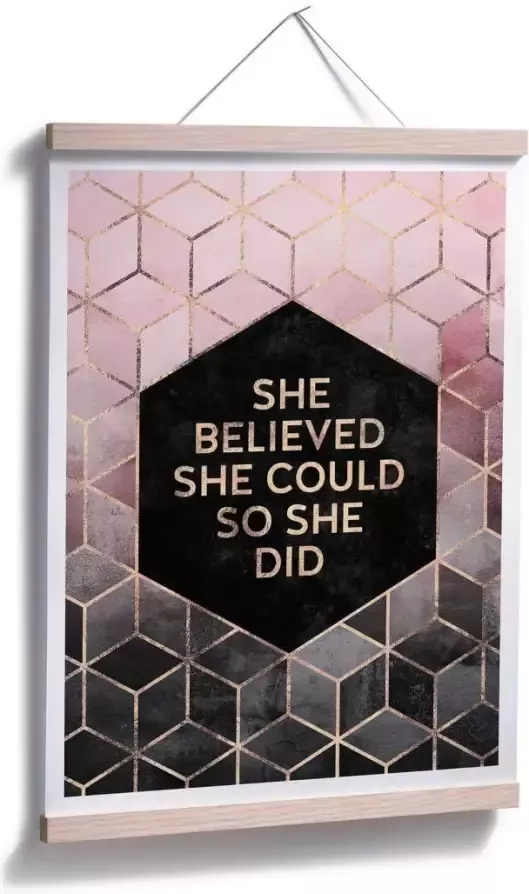 Wall-Art Poster Roze Goud citaat hexagon opschrift (1 stuk) - Foto 4