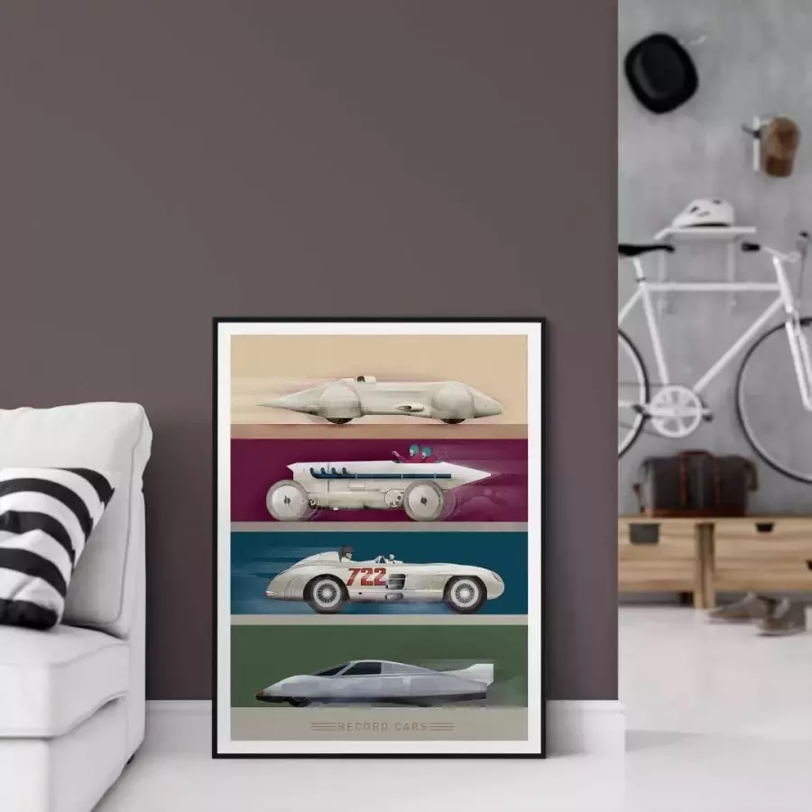 Wall-Art Poster Vintage auto retro raceauto (1 stuk)