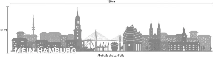 Wall-Art Wandfolie Mein Hamburg Stadt Skyline zelfklevend verwijderbaar - Foto 4