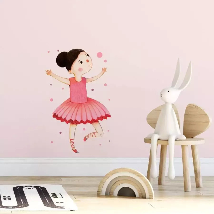 Wall-Art Wandfolie Dansende ballerina's roze rood (1 stuk) - Foto 1