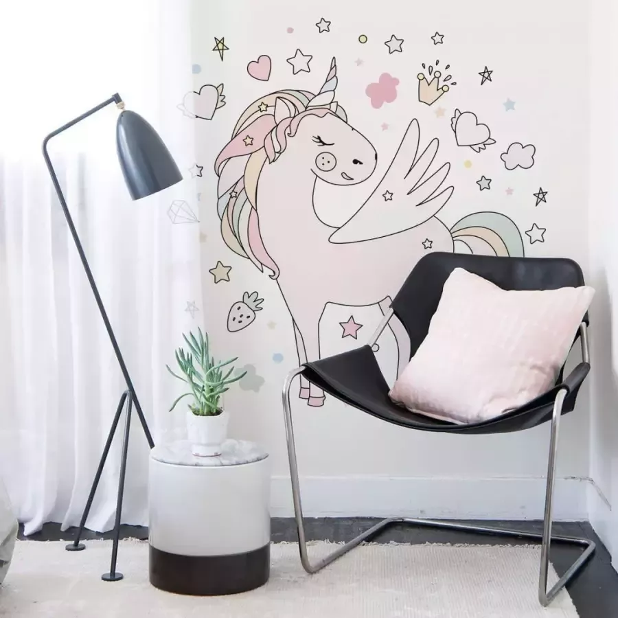 Wall-Art Wandfolie Eenhoorn muursticker pony zelfklevend verwijderbaar (1 stuk)