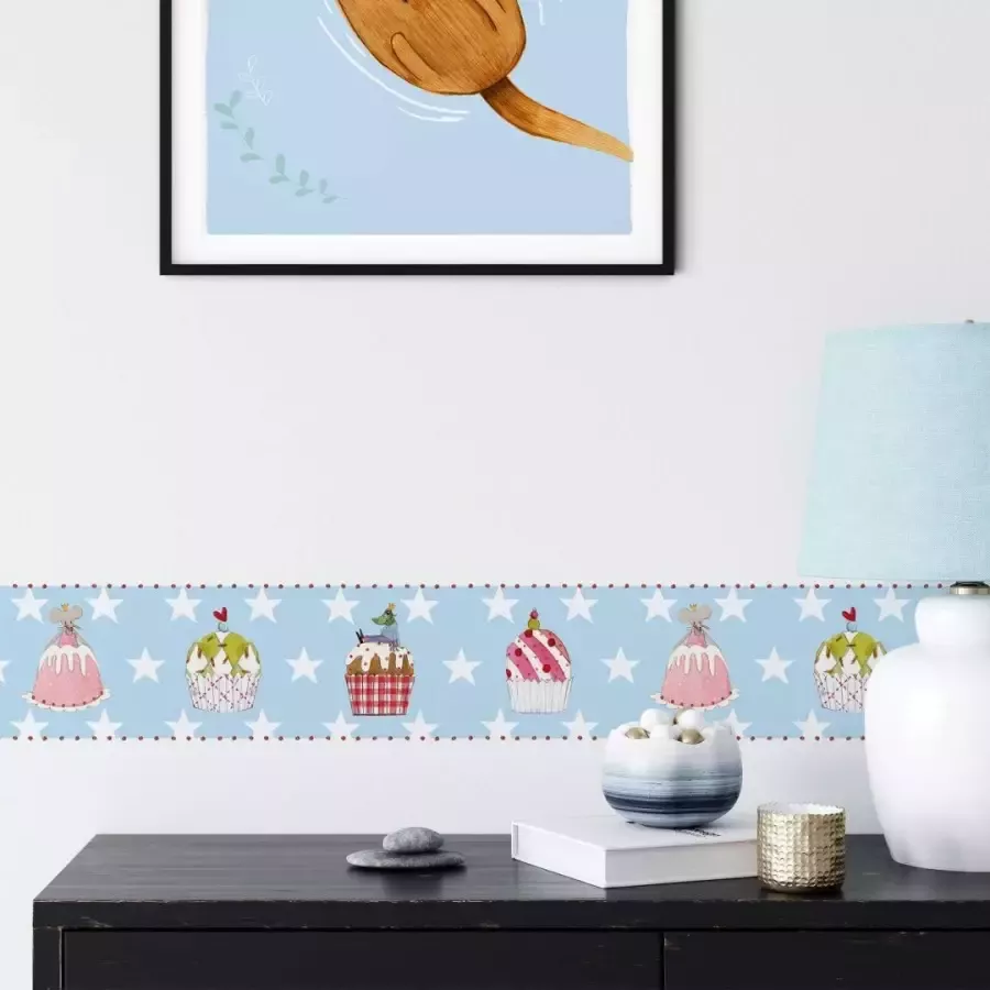 Wall-Art Wandfolie Eetkamer randdessin muffins (1 stuk) - Foto 1