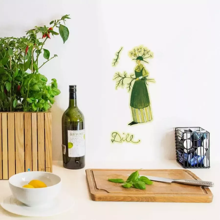 Wall-Art Wandfolie Kruidenvrouw keuken dille groen (1 stuk) - Foto 1
