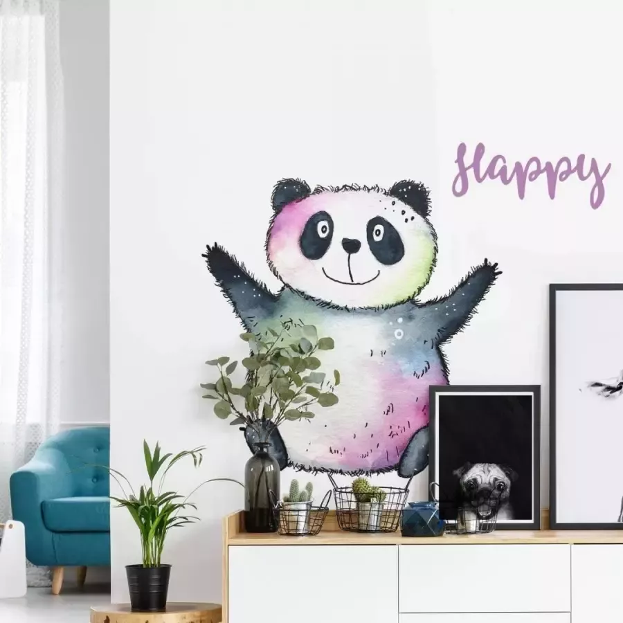 Wall-Art Wandfolie Levensvreugd Happy panda (1 stuk) - Foto 1
