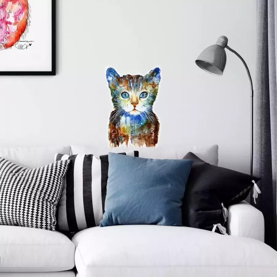 Wall-Art Wandfolie Levensvreugd kleine kat zelfklevend verwijderbaar (1 stuk) - Foto 1