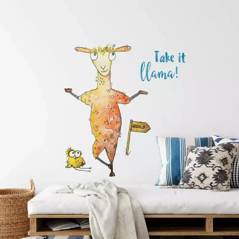 Wall-Art Wandfolie Levensvreugd Take it llama (1 stuk) - Foto 2