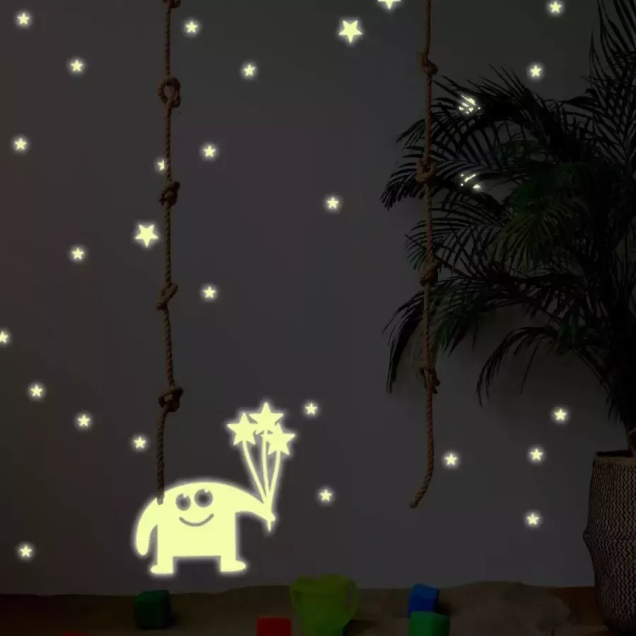 Wall-Art Wandfolie Lichtgevende sticker kleine monster (1 stuk)