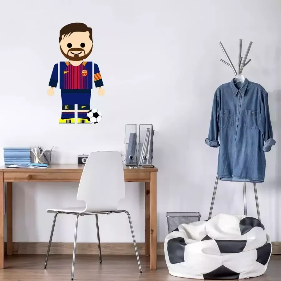 Wall-Art Wandfolie Speelfiguur voetbal Messi zelfklevend verwijderbaar (1 stuk)
