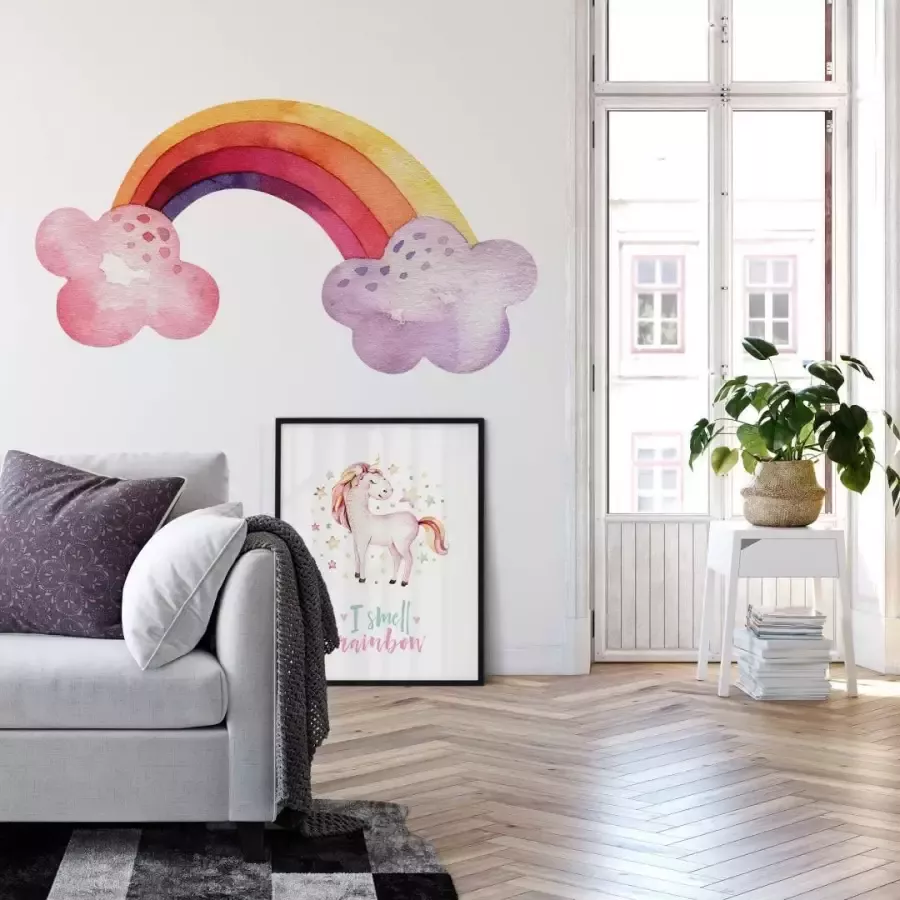 Wall-Art Wandfolie Veelkleurige regenboog wolken (1 stuk) - Foto 1
