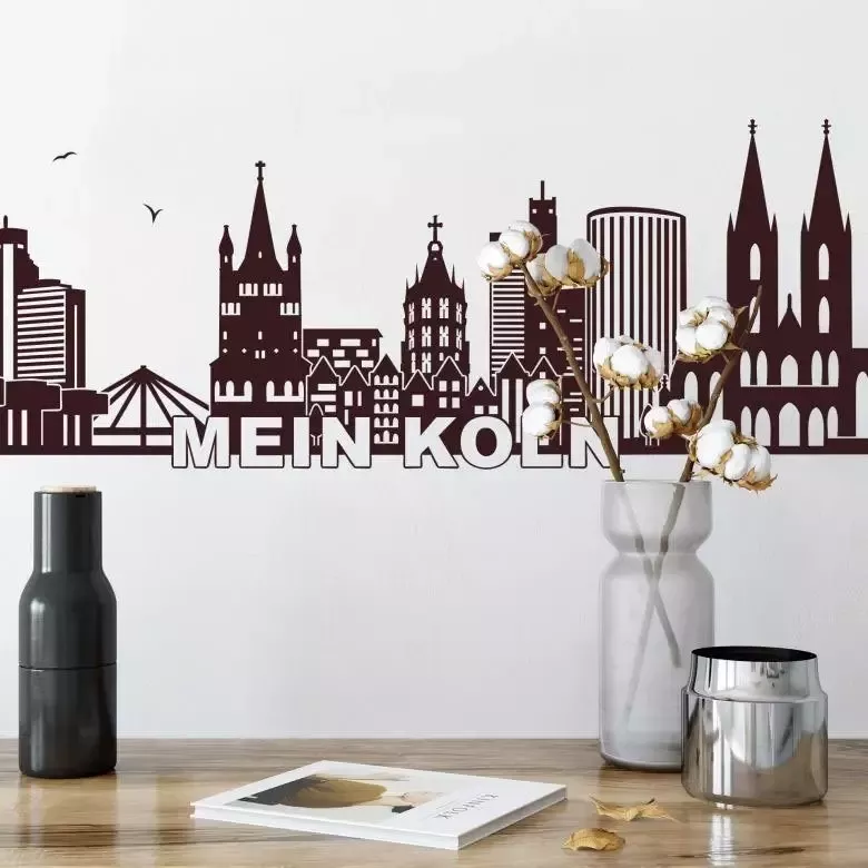 Wall-Art Wandfolie XXL stad skyline Keulen voetbal 120 cm (1 stuk) - Foto 1