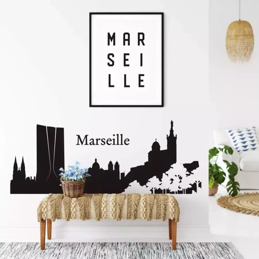 Wall-Art Wandfolie XXL stad skyline Marseille 120 cm (1 stuk) - Foto 1