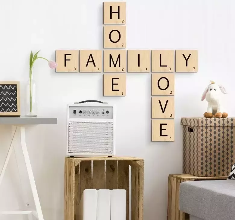 Wall-Art Wandspreuk Scrabble deco letters Family (set 6 stuks) - Foto 1