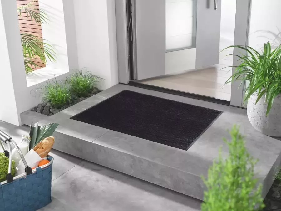 Wash+dry by Kleen-Tex Vloerkleed Duo Charcoal antislip geschikt voor binnen en buiten wasbaar
