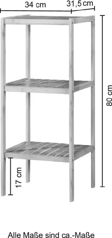 Welltime Badkamerrekje Bamboe Breedte 34 cm met 3 legplanken als multifunctionele kast inzetbaar bamboe - Foto 2