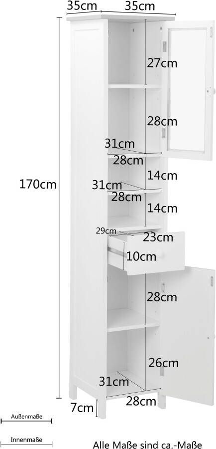 Welltime Badkamerserie Amrum Badschrank Hochschrank Komplettset (complete set 4-delig) - Foto 18