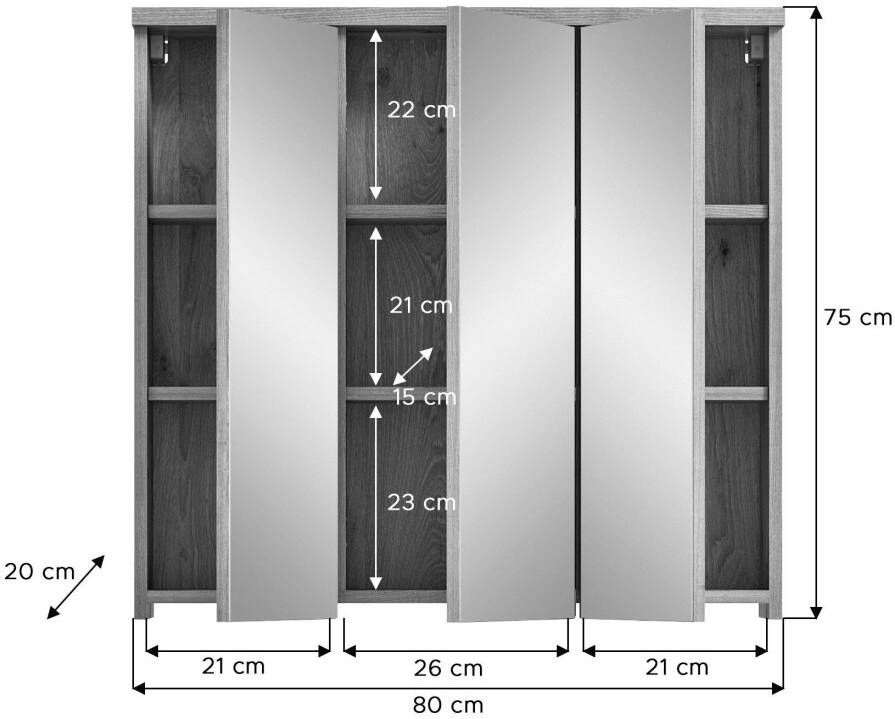 Welltime Badkamerserie Dolo Spiegelkast wastafelkast incl. wastafel en wandkast (set 3-delig)