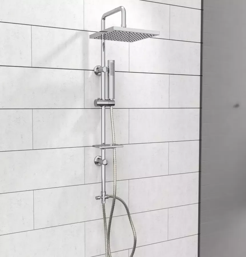 Welltime Douchestang-set Lina Regendouche met zeepplank regendouche met 20 cm kantlengte - Foto 2