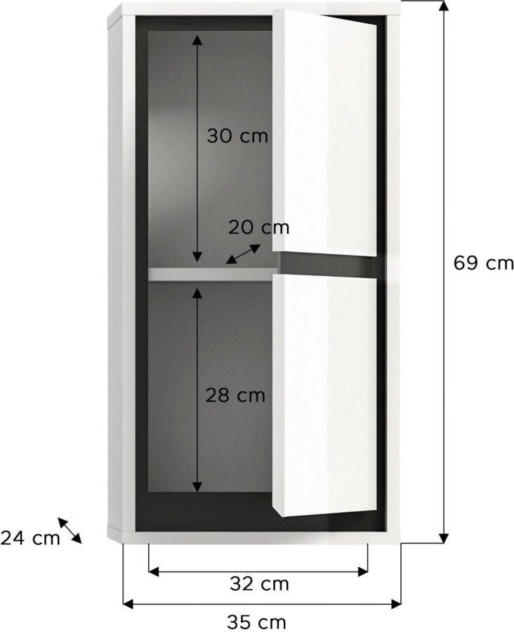 Welltime Hangend kastje Jaru Badkamermeubel 1 deur links of rechts te monteren breedte 35 cm