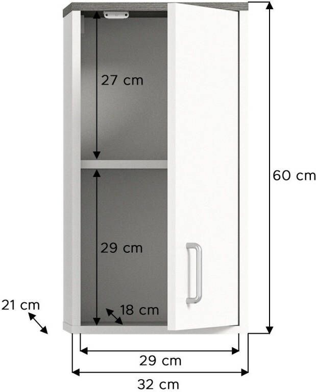 Welltime Hangend kastje Lier Badkamermeubel 1 deur links of rechts te monteren breedte 32 cm (1 stuk) - Foto 4