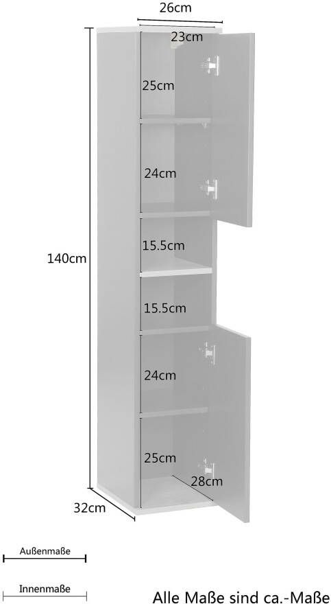 Welltime Hoge kast Haarlem breedte 26 cm badkamermeubel kast - Foto 3