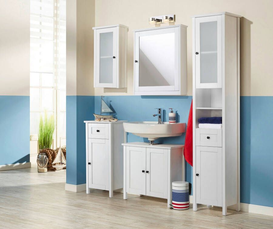 Welltime Hoge kast Aalborg Kast badkamerkast Badkamermeubel in landelijke stijl breedte 40 cm