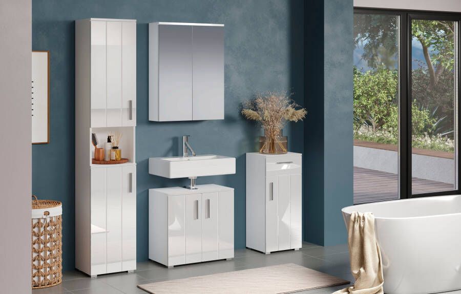 Welltime Hoge kast Praag Badmeubels met verwisselbare deurdranger (B D H) 37 31 192 cm (1 stuk) - Foto 5