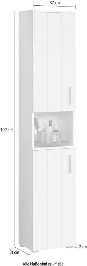 Welltime Hoge kast Praag Badmeubels met verwisselbare deurdranger (B D H) 37 31 192 cm (1 stuk) - Foto 6