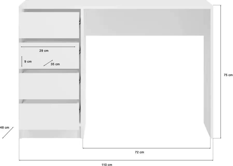 INOSIGN Bureau Pisa Breedte 110 cm computerbureau met lades