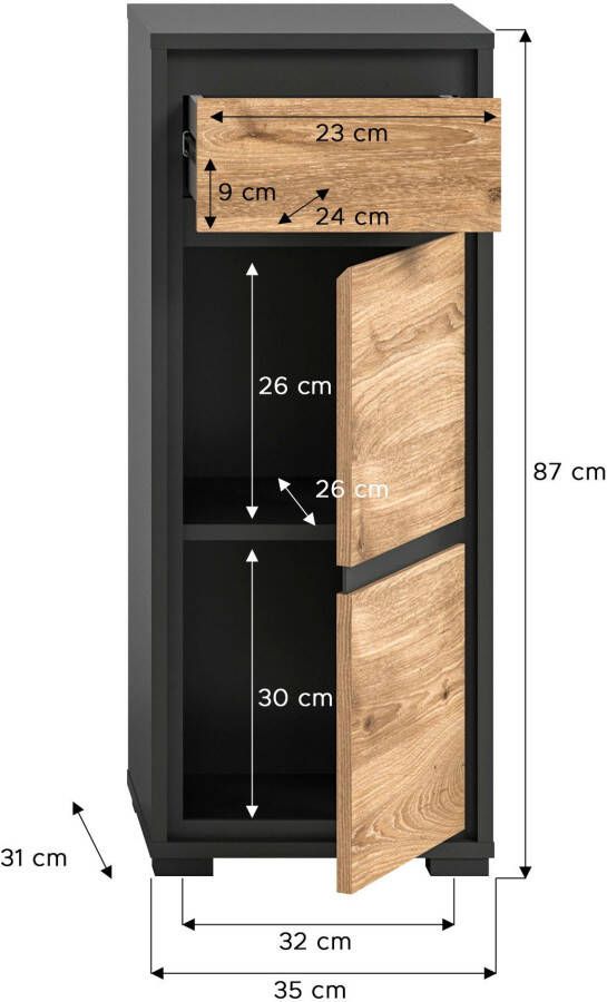 Welltime Onderkast Jaru Badkamermeubel 1 deur links of rechts te monteren breedte 35 cm - Foto 3