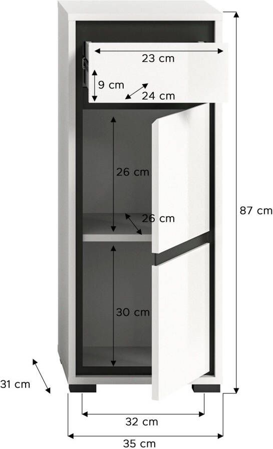 Welltime Onderkast Jaru Badkamermeubel 1 deur links of rechts te monteren breedte 35 cm - Foto 3